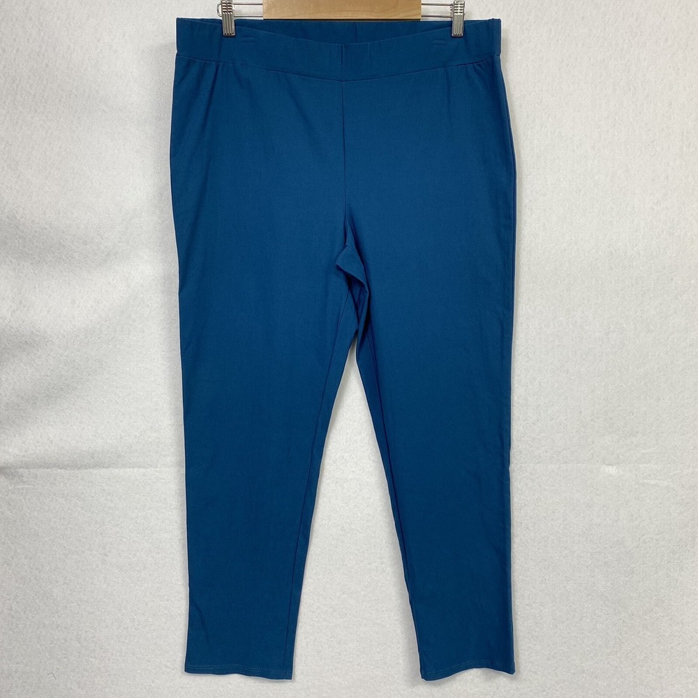 Top Fashion of NY Womens 1X Pants Teal Skinny Crop Retro Cigarette Dressy